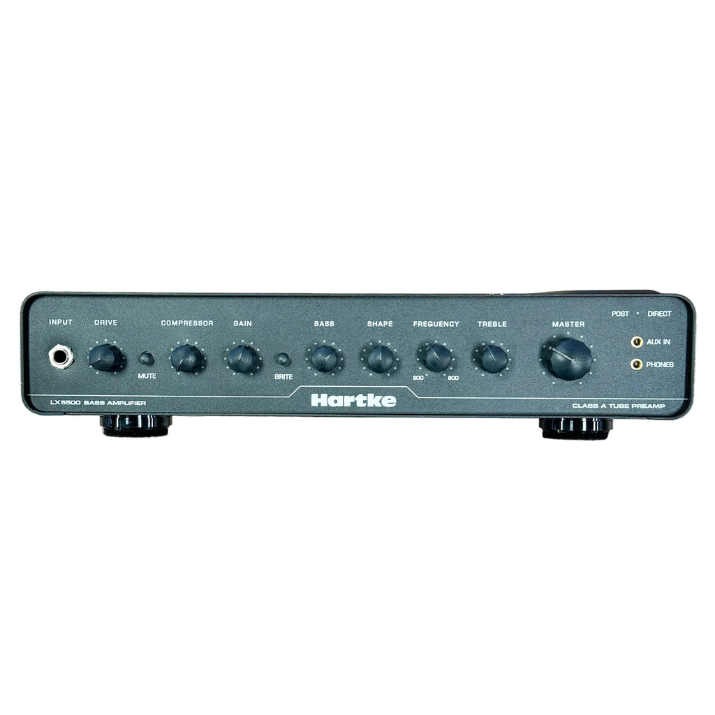 Hartke LX5500 500W Bass Guitar Amplifier Head Hartke amplifier head with control knobs on a white background