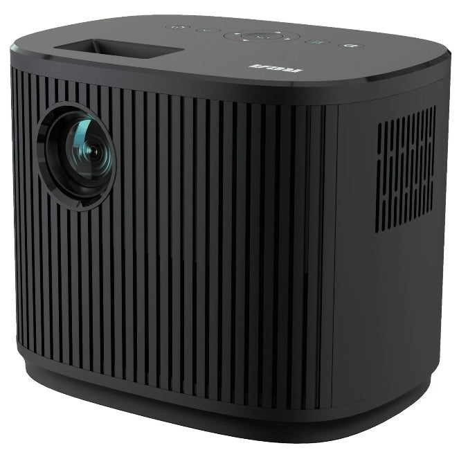 RCA High Definition 720P Resolution Home Theater Projector (RPJ181-BLACK) Black projector on a white background