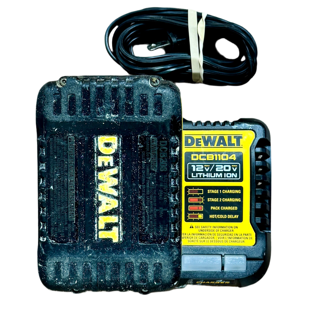 DeWalt 20V MAX 1-1/8" Stroke Cordless Reciprocating Saw w/ Battery & Charger (DCS380) DeWalt battery charger with cable on a white background