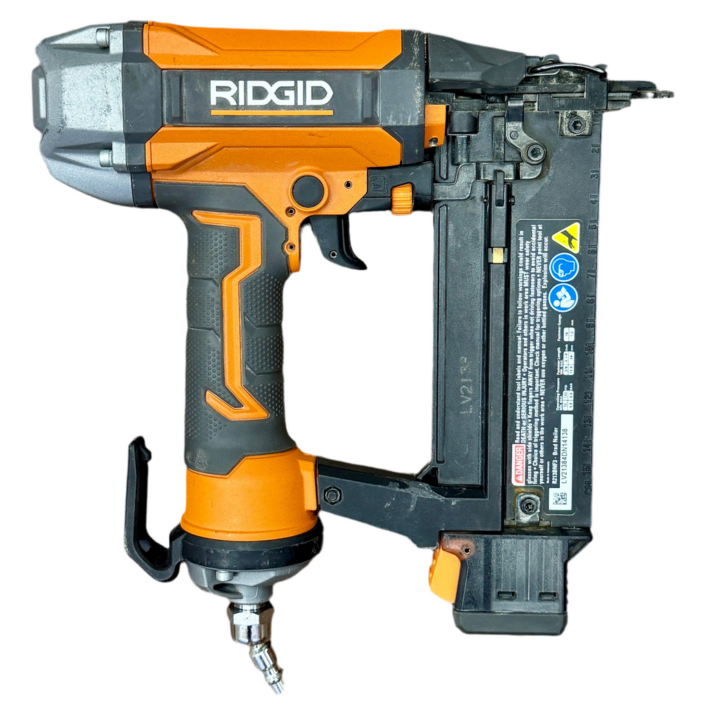 RIDGID 18-Gauge 2-1/8" Pneumatic Brad Nailer (R213BNF3) Ridgid nail gun on a white background