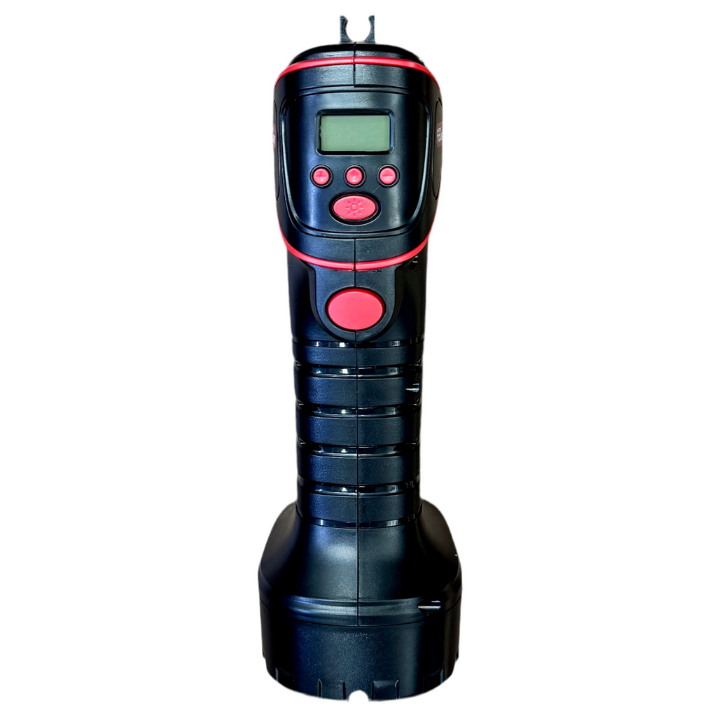 HYPER TOUGH DC12V Cordless Portable Pistol Tire Inflator w/ Battery & Carry Bag (10774226) Black and red electronic device on a white background