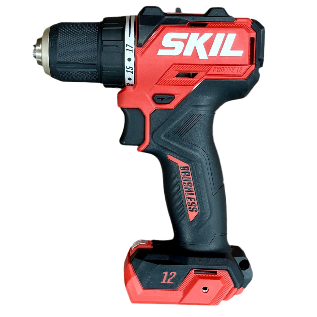 SKIL PWR CORE 12V 1/2" Brushless Cordless Compact Drill/Driver (DL6290A-00) Red and black cordless drill with 'SKIL' branding on a white background