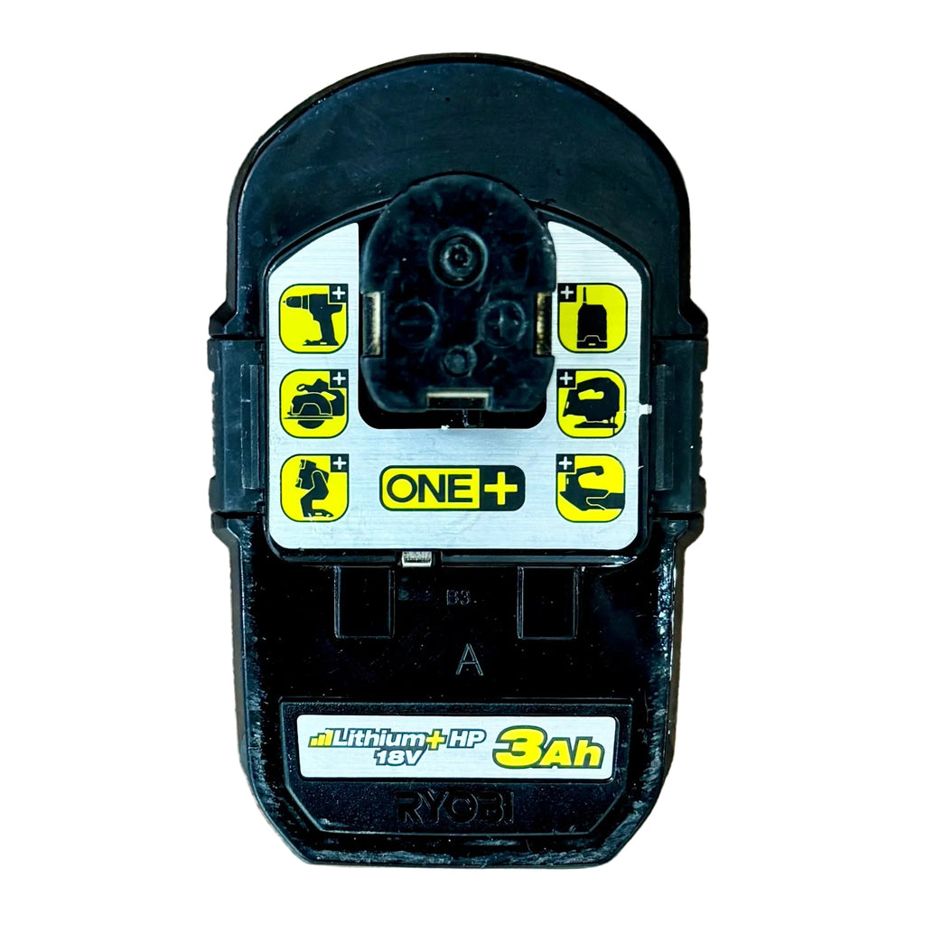 RYOBI ONE+ 18V 3Ah Lithium+ HP Battery Pack (P191) Battery pack with 'ONE+' branding on a wooden surface