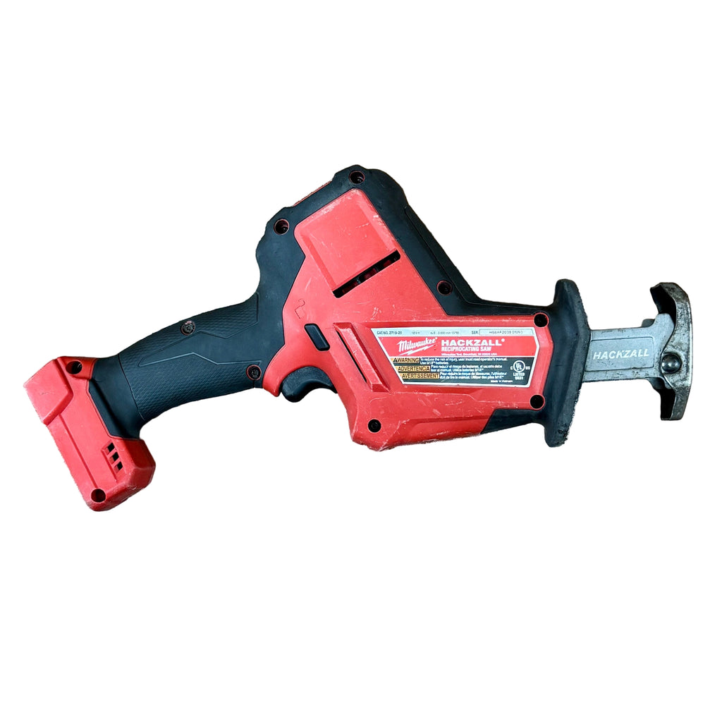 Milwaukee M18 FUEL 18V 7/8" Stroke Brushless Cordless HACKZALL Reciprocating Saw w/ Battery (2719-20) Red and black Milwaukee power tool on a wooden floor