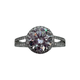 .925 Sterling Silver Round CZ Halo 2-Row Split Ring Diamond ring with a white background
