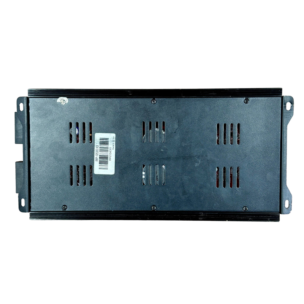 SKAR AUDIO RP-1200.1D 1200 Watt Class D Monoblock Car Amplifier Black metal bracket with a barcode on a wooden surface