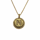 .925 Sterling Silver/14K Gold Plated Micro Pavé Initial Pendant Necklace (Letter N) Gold necklace with a circular pendant featuring the letter 'N'.