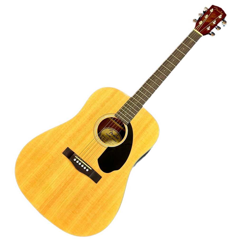 Fender CD-60S Dread Pack/NAT Acoustic Guitar Acoustic guitar with a wooden body and neck on a white background