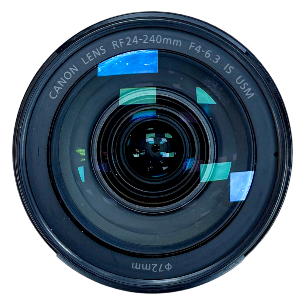 Canon Lens RF24-240mm f/4-6.3 IS USM Camera Lens w/ Front Cap Canon camera lens on a white background