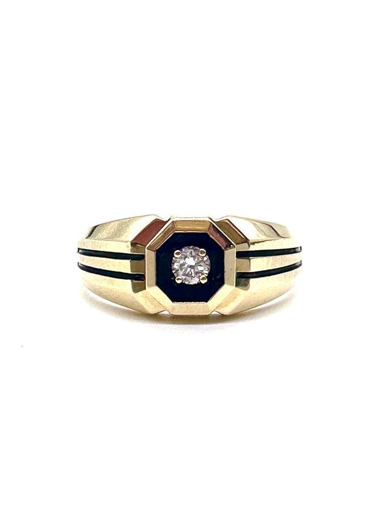 Cushion Modified Brilliant Lab Grown Diamond Ring Gold ring with a diamond and blue stone on a white background