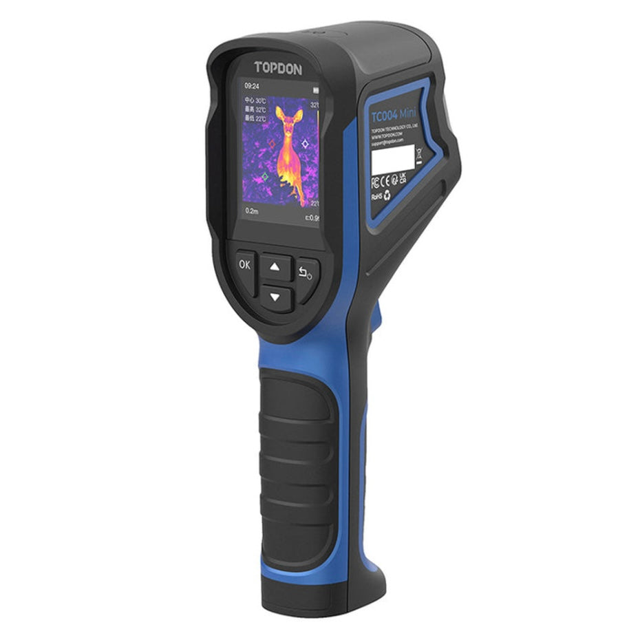 TOPDON USA TC004 Mini Handheld Thermal Imaging Camera Thermographic camera with digital display on a white background