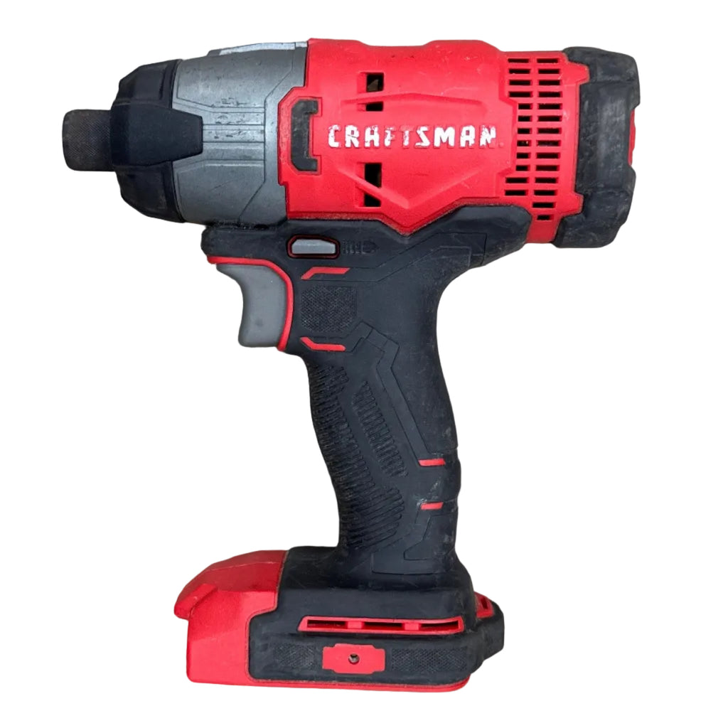 CRAFTSMAN V20 1/4" Cordless Variable Speed Impact Driver w/ Battery (CMCF800) Red and black cordless drill with 'Craftsman' branding on a white background