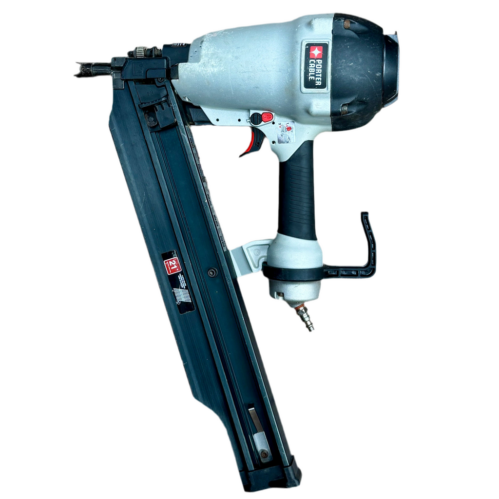 Porter-Cable 21-Degree 3-1/2" Pneumatic Full Round Framing Nailer (FR350B) Pneumatic nail gun on a white background