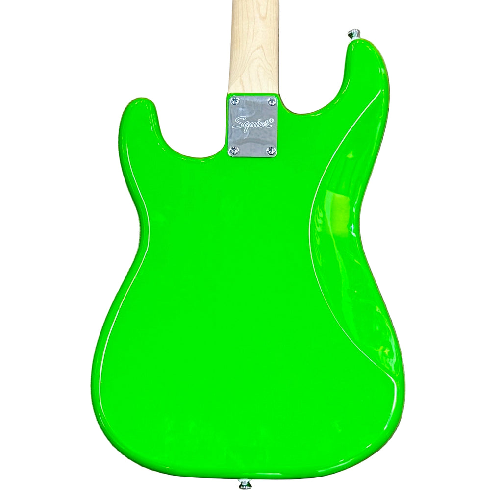 Fender Squier Sonic Stratocaster Electric Guitar Green electric guitar body on a wooden floor