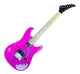 PEAVEY TRACER Electric Guitar - Pink Splatter 80s Oil Slick w/ Hard Case Pink electric guitar on a wooden floor