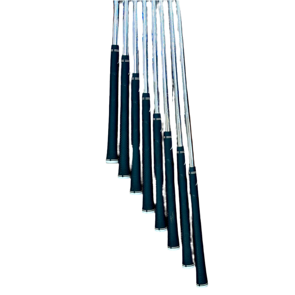 Callaway ROGUE 8-Piece Iron Set RH Golf Clubs (4-9, P, A) Set of fishing rods with black and white handles on a white background