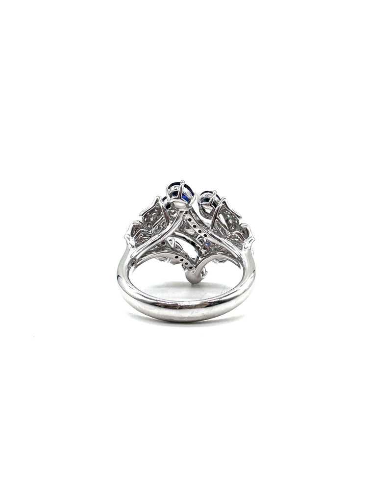 Sapphire and Diamond Butterfly Ring underneath