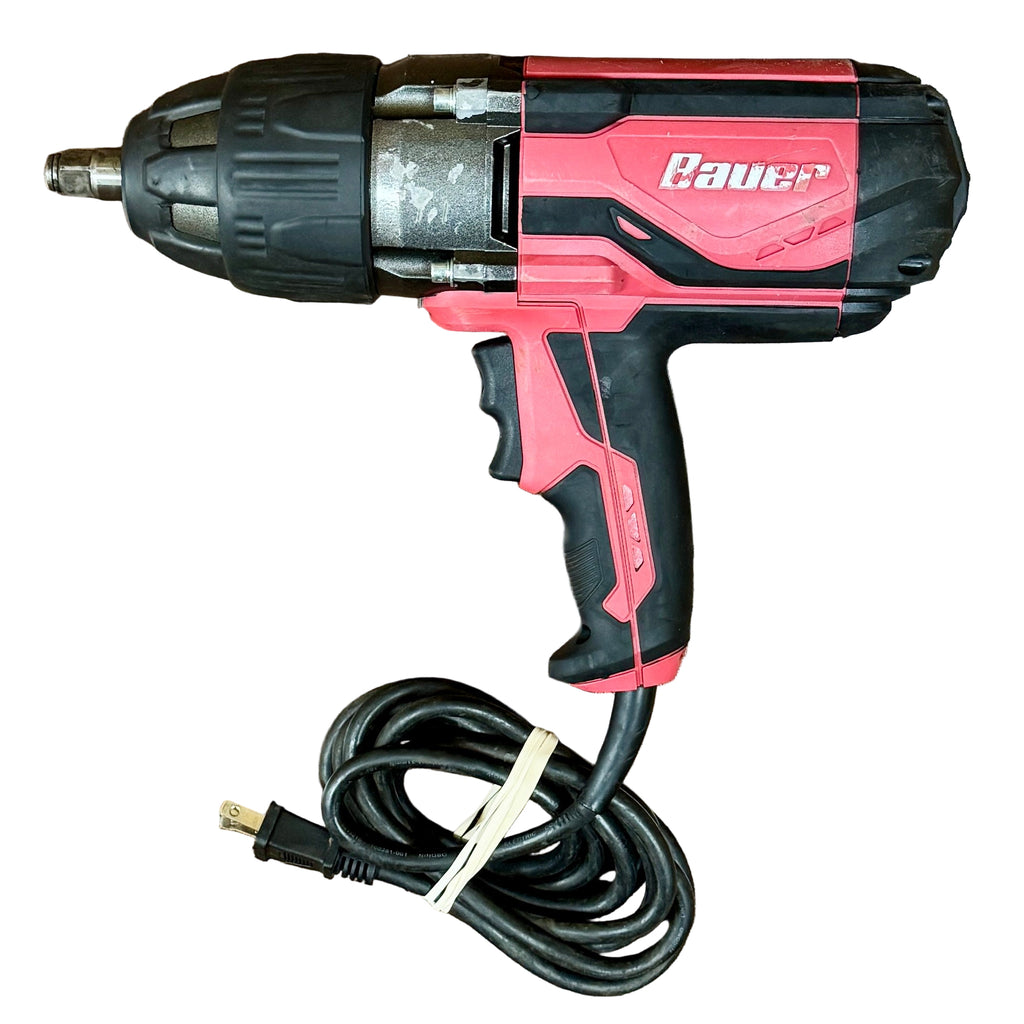 BAUER 8.5-Amp 1/2" Corded Heavy Duty Impact Wrench (1882E-B) Pink and black drill with visible brand name on a white background
