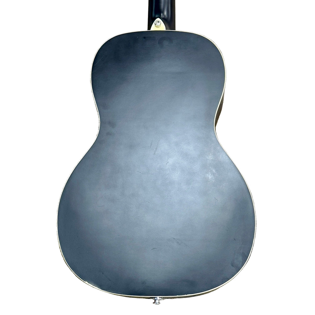 Recording King RPH-R2-E-BRB Dirty 30s Minnie Bucker Resonator Guitar Black acoustic guitar on a wooden floor