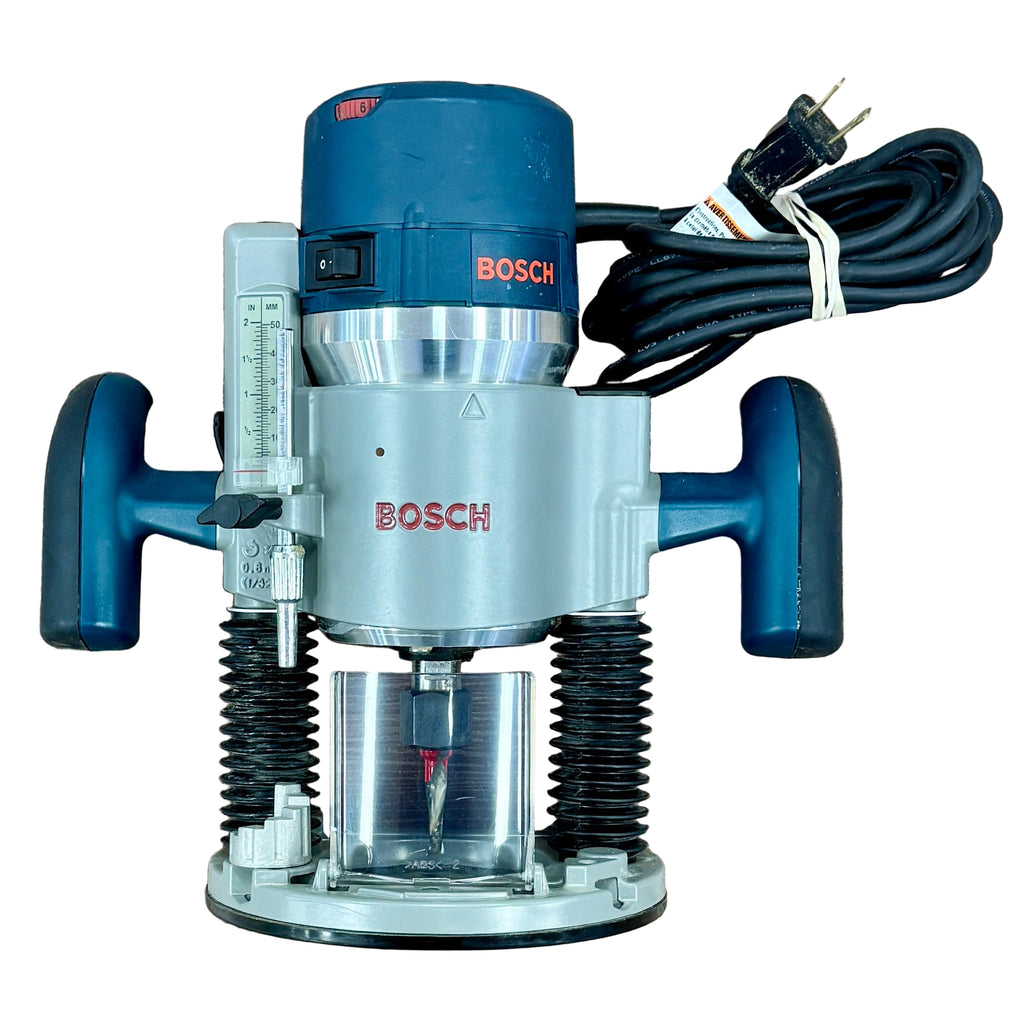 BOSCH 12-Amp Corded Variable Speed Plunge Router (1617EVS) Bosch power tool with blue and silver design on a white background