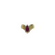 Gold ring with a red gemstone on a white background