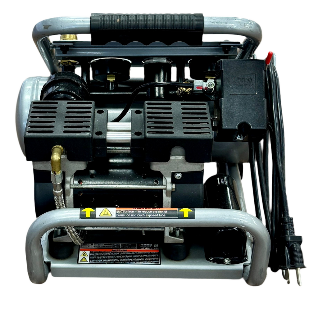 FORTRESS 1 Gallon 135 PSI Ultra Quiet Oil-Free Hand-Carry Jobsite Air Compressor (64687) Pressure washer with visible components on a white background