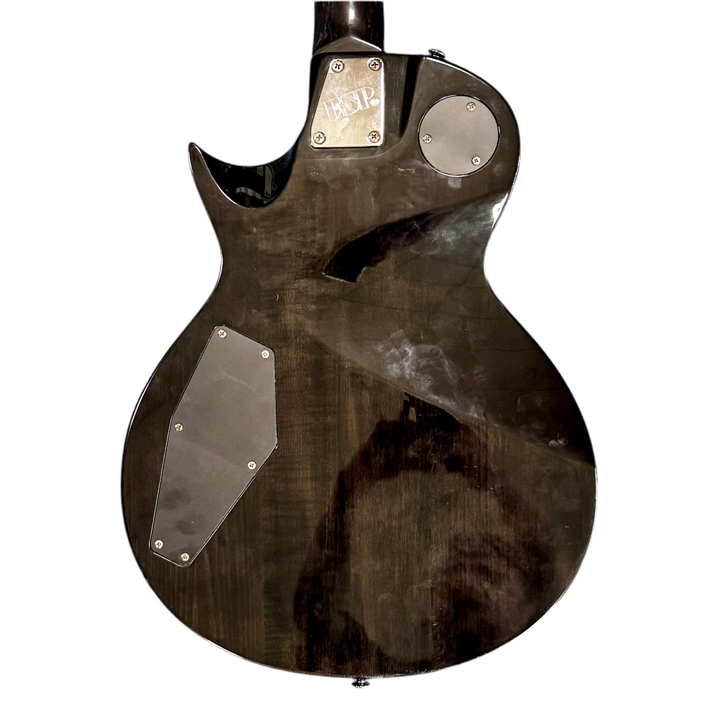 ESP LTD EC-100QM Electric Guitar Glossy black electric guitar on a white background