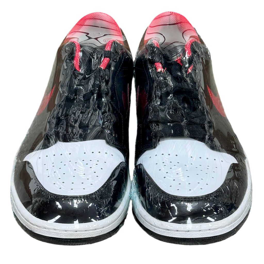 Jordan 1 Low - White Toe (Size 12) Black and red sneakers with white soles on a white background