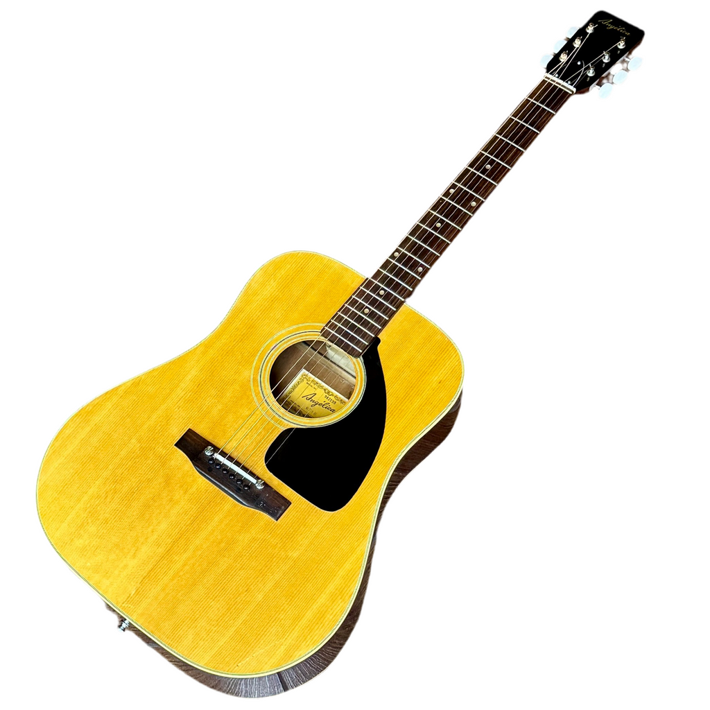 Angelica 6710 Acoustic Guitar Yellow acoustic guitar on a white background