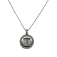 .925 Sterling Silver Micro Pavé Initial Pendant Necklace (Letter T) Necklace with a round pendant featuring a letter 'T' on a white background