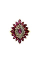 14K Yellow Gold Ruby & Diamond Cluster Cocktail Ring