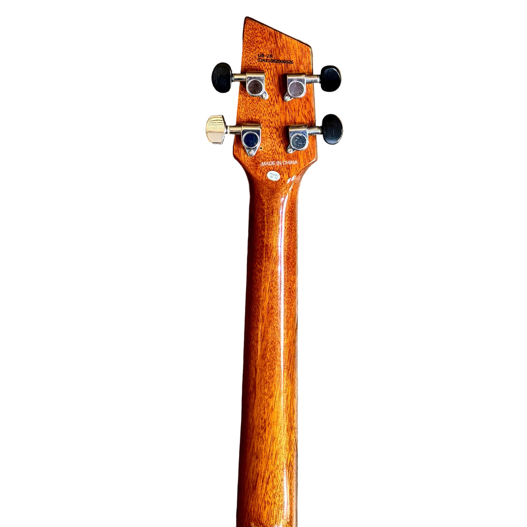 Boulder Creek RipTide UB-2N Baritone Ukulele w/ Hard Case Wooden ukulele neck on a wooden floor