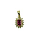 14K Yellow Gold Emerald-Cut Ruby & Diamond Halo Pendant