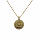 .925 Sterling Silver/14K Gold Plated Micro Pavé Initial Pendant Necklace (Letter C) Gold necklace with a circular pendant featuring the letter 'C' on a white background