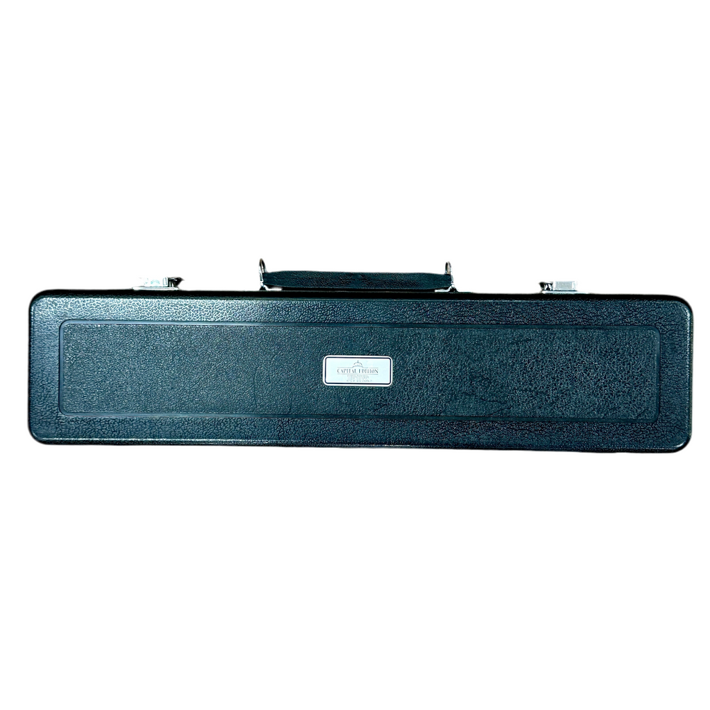 Jupiter Capital Edition Flute w/ Hard Case Black rectangular case with a visible brand label on a white background
