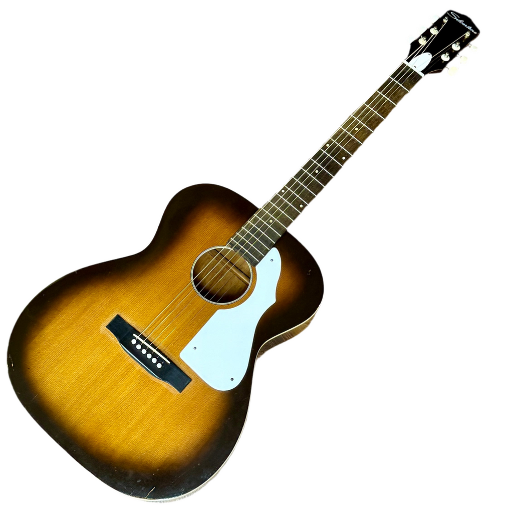 silvertone 600 avs Acoustic guitar with a sunburst finish on a white background