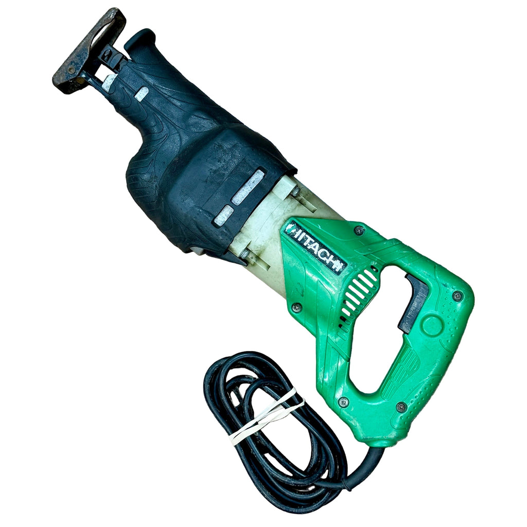 Hitachi 10-Amp 1-1/8" Stroke Corded Variable Speed Reciprocating Saw (CR13V2) Green and black Hitachi power tool on a white background