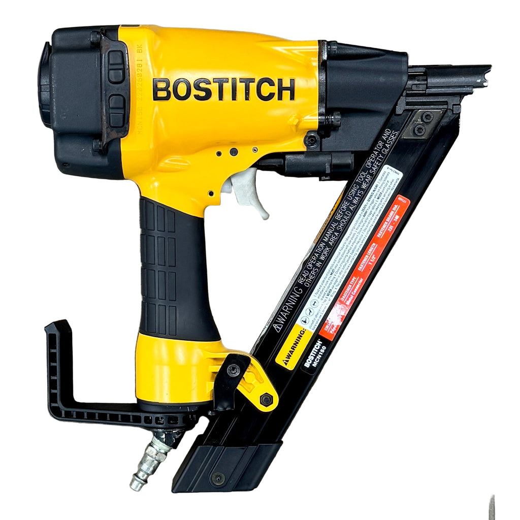 BOSTITCH STRAPSHOT 35-Degree 1-1/2" Pneumatic Metal Connector Nailer w/ Hard Case (MCN150) Bostitch nail gun on a white background