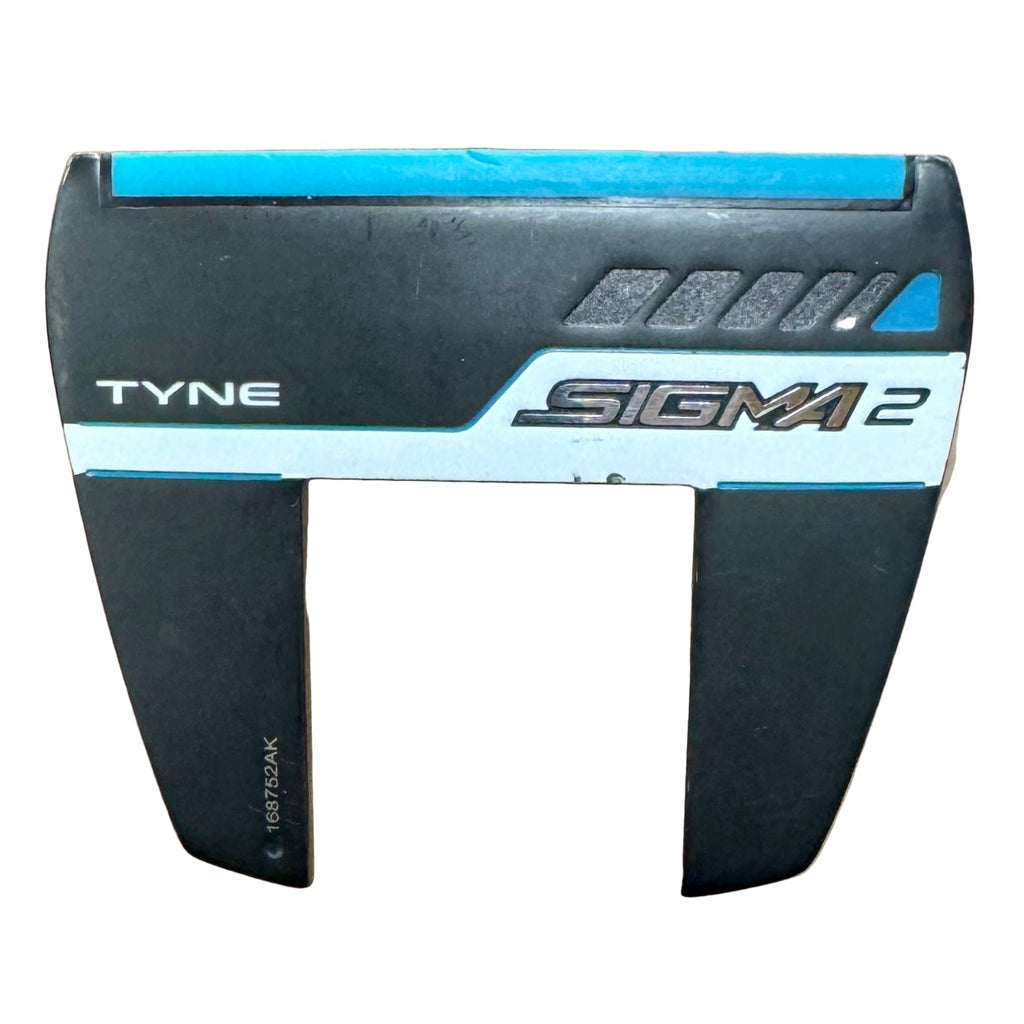PING SIGMA 2 TYNE Mallet Putter RH Golf Club w/ Headcover Black and blue device with 'TYNE' and 'SIGMA 2' branding on a white background