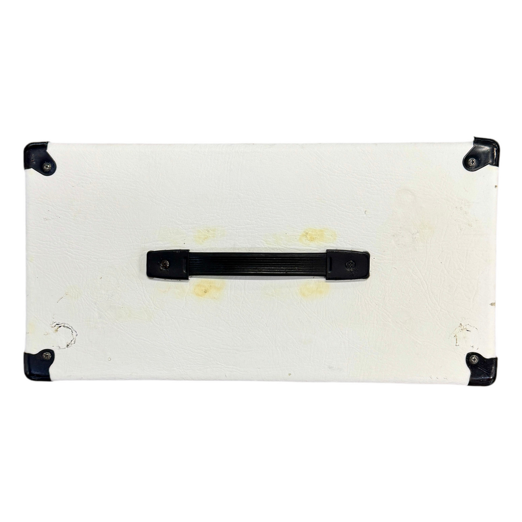 Peavey 112-C Guitar Amplifier Speaker Cabinet White suitcase with black handle and corners on a white background