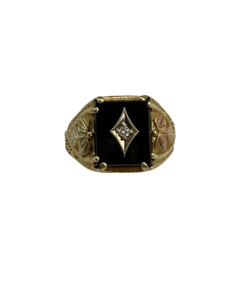 Black Hills Gold Gents Black Onyx Ring