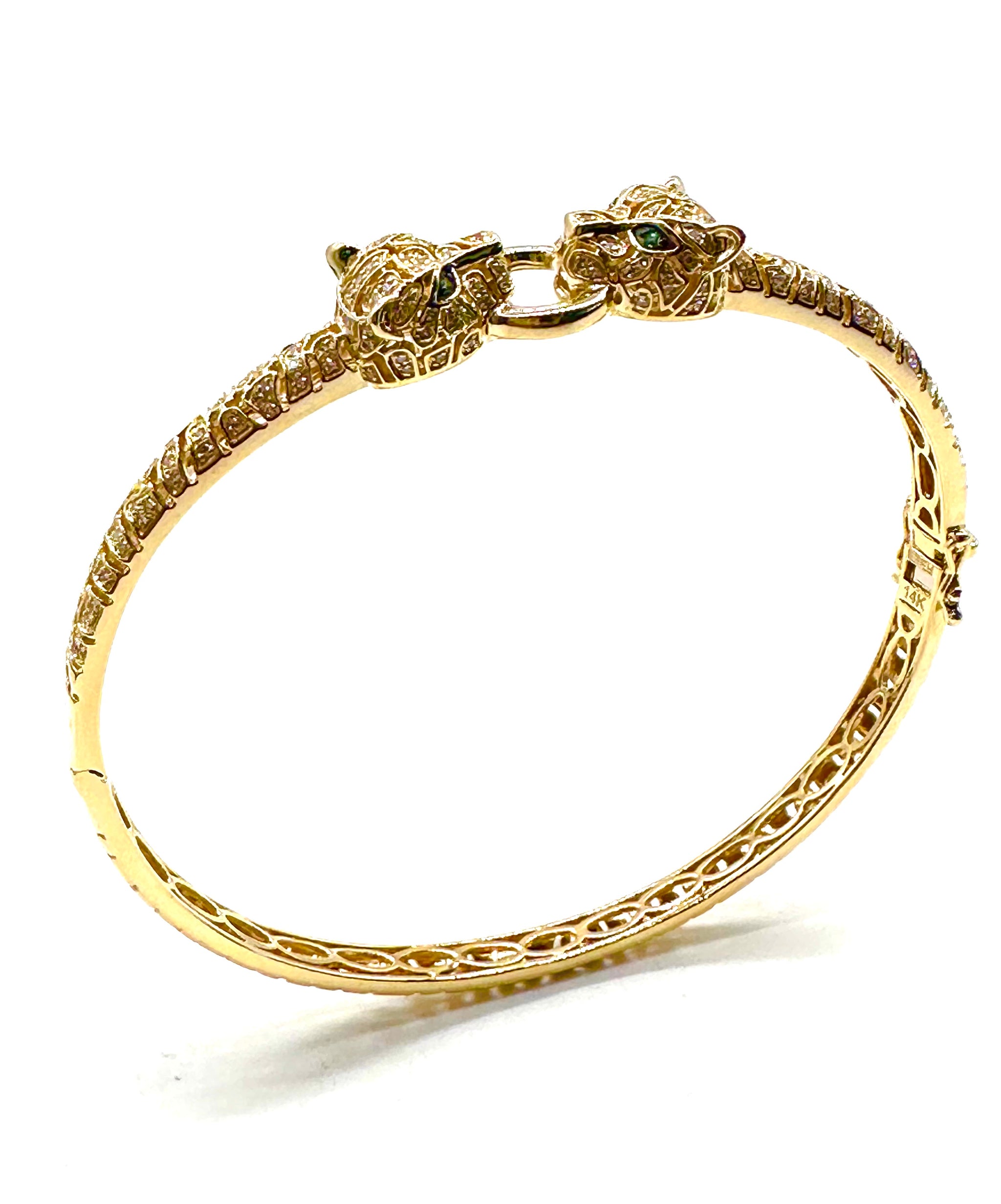 Diamond and emerald double panther bangle bracelet Dick s Pawn Superstore