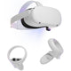 Meta Quest 2 Advanced All-in-One Virtual Reality Headset w/ Controllers White virtual reality headset with a matching head strap, shown with two white wireless controllers on a clean white background.