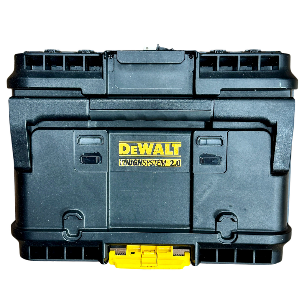 DeWalt TOUGHSYSTEM 2.0 20V MAX Dual Port Charger Box (DWST08050) Black tool box with Dewalt ToughSystem 2.0 logo on a white background