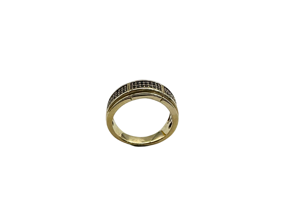 10K Yellow Gold 2/3 CTW Black and White Diamond 3-Row Band hole