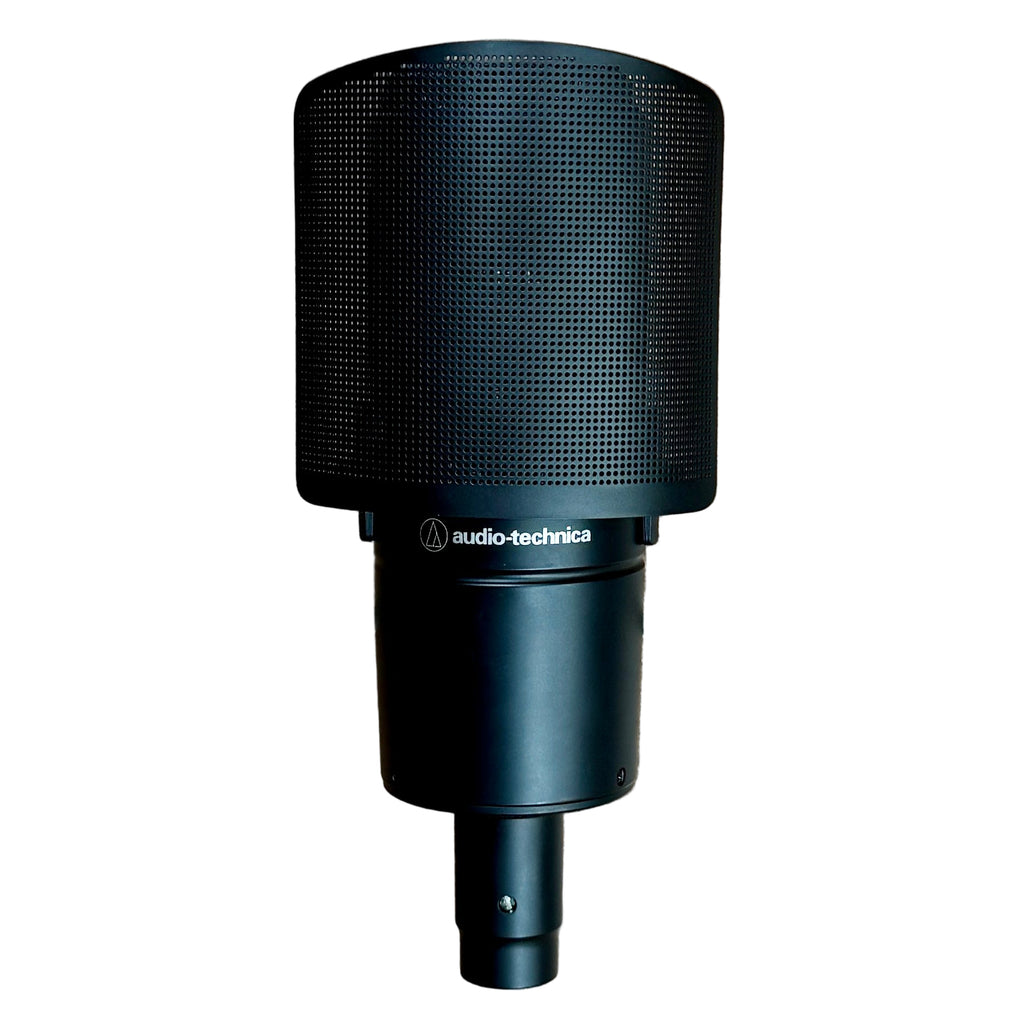 Audio-Technica AT2035 Large-Diaphragm Cardioid Condenser Microphone Black Audio-Technica microphone on a tiled floor