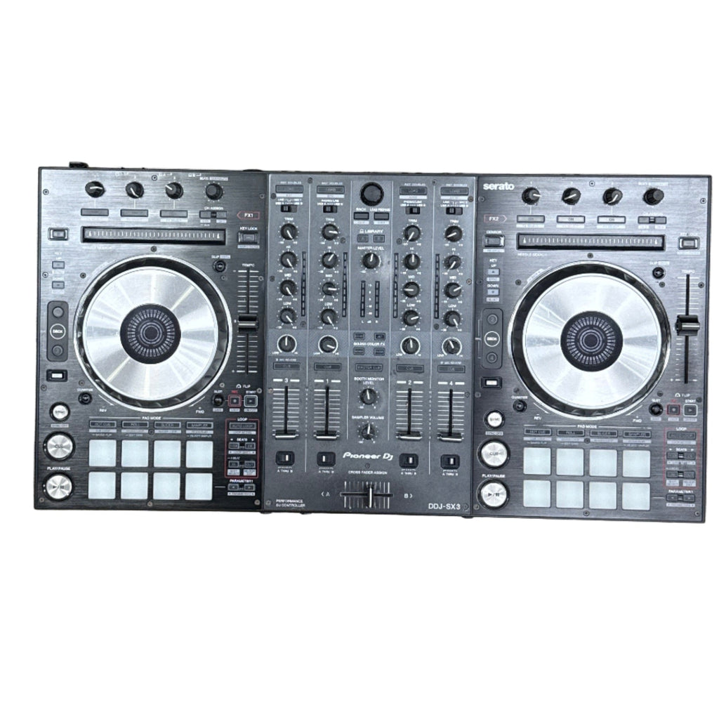 Pioneer DJ DDJ-SX3 4-Channel Performance DJ Controller for Serato DJ Pro Pair of Pioneer DJ DDJ-SX2 DJ controllers on a white background