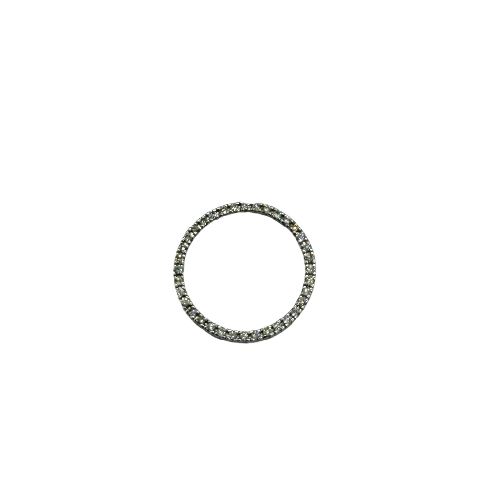 Silver ring with small stones on a white background