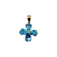 14K Yellow Gold Pear Blue Topaz Flower Pendant