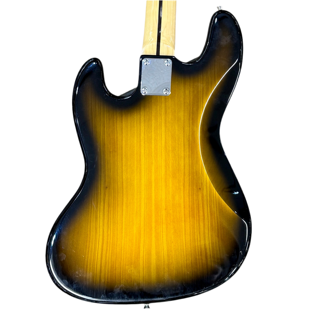 Jay Turser JTB-402-TSB Electric Bass Guitar w/ Hard Case body with a sunburst finish on a white background